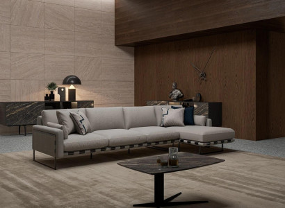 Wunnzëmmer Polster Textil Polstersofa L-Form Ariichtung Luxus Designer Miwwelen